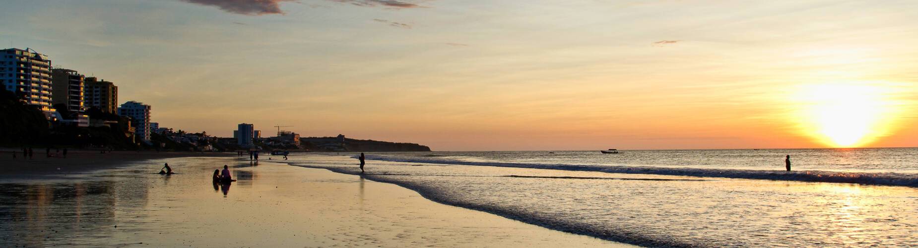 Beautiful colorful sunset at the beach in Manta, Ecuador