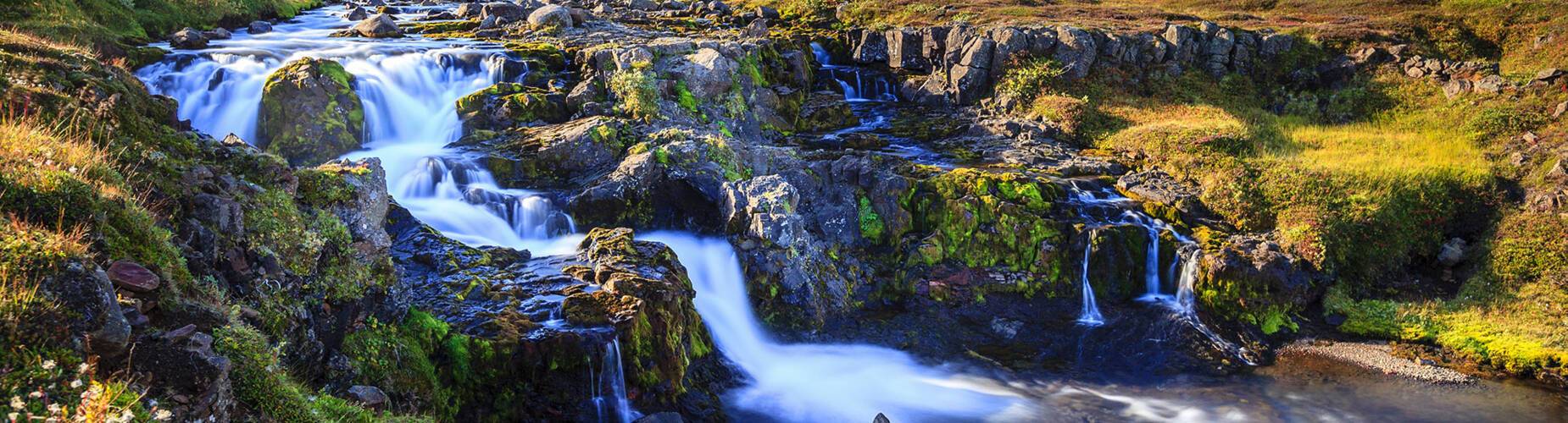 A picturesque waterfall close to Seydisfjordur