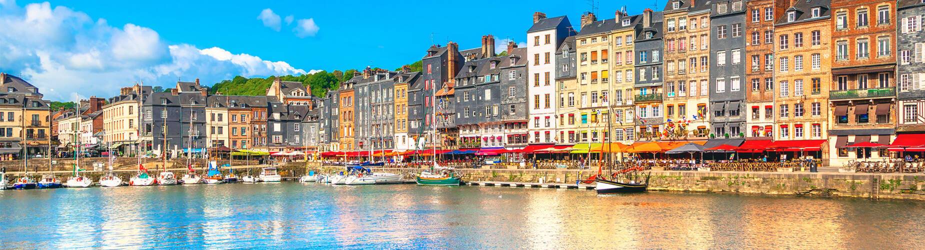 A panoramic view of Honfleur's harbour