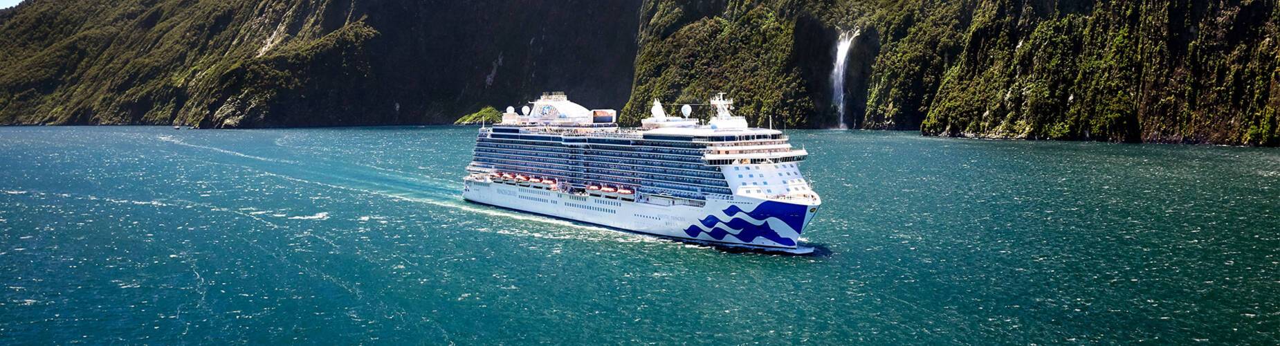 Majestic Princess sailing through Milford Sound
