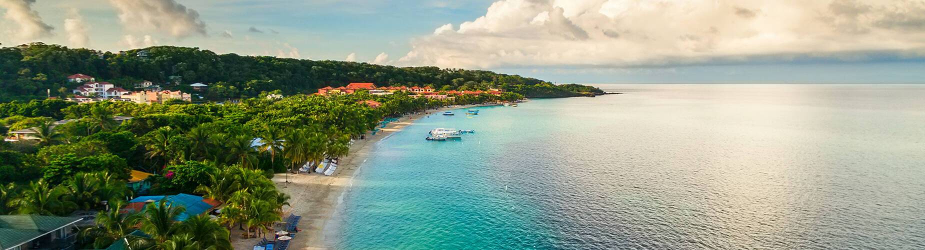 An aerial view of Roatan