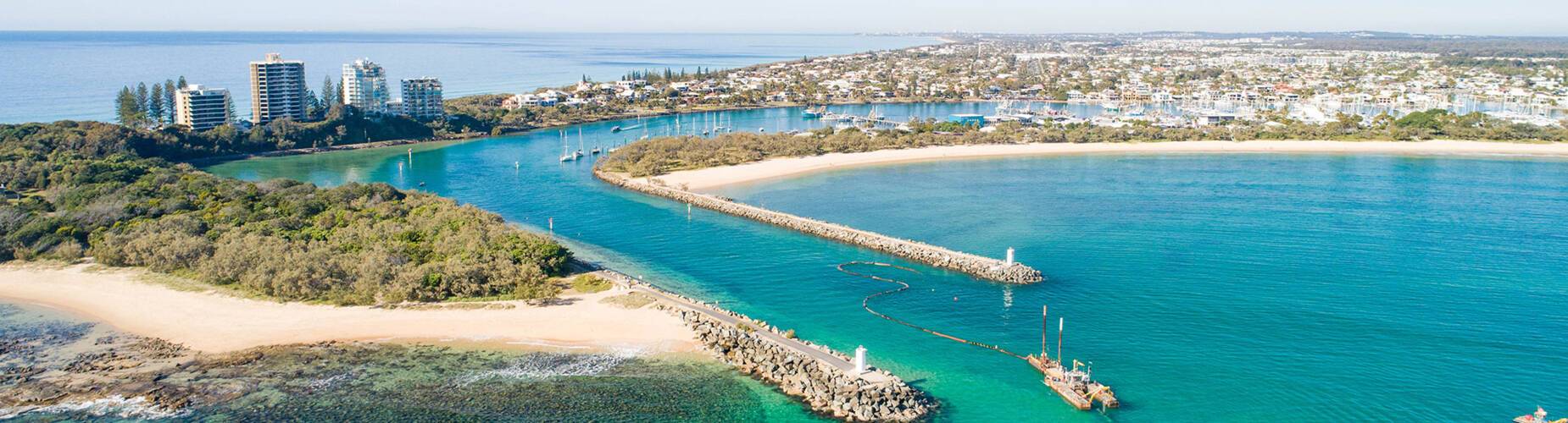 An aerial view of Mooloolaba