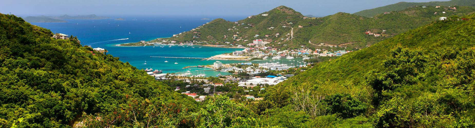 A panoramic view of Road Town in Tortola