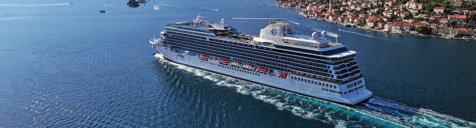 Allura sailing past Kotor, Montenegro