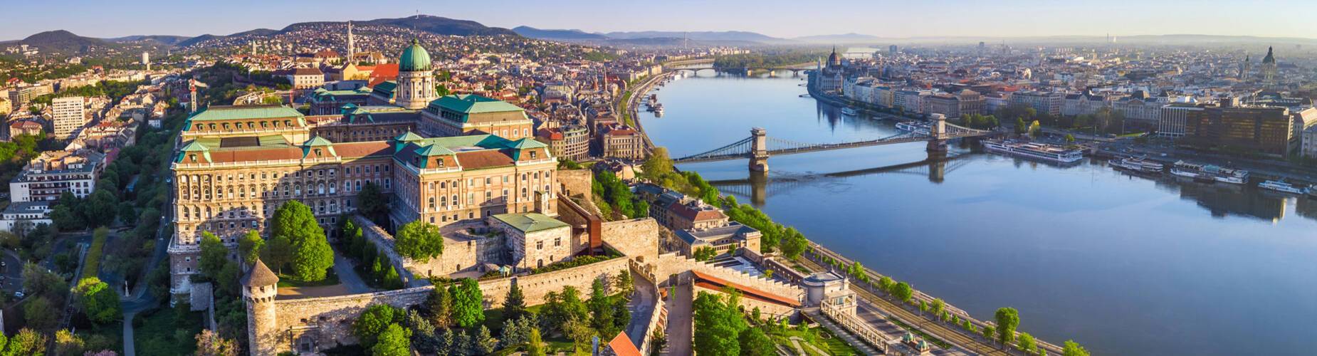 Panoramic image of the Danube River through Budapest