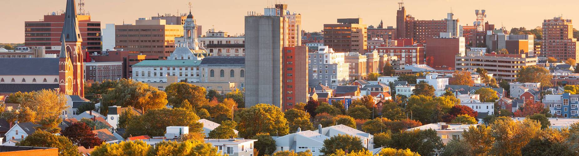 A panoramic view of Portland during Autumn