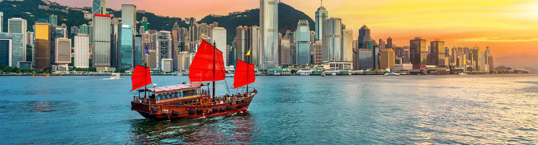 Hong Kong cityscape at sunset