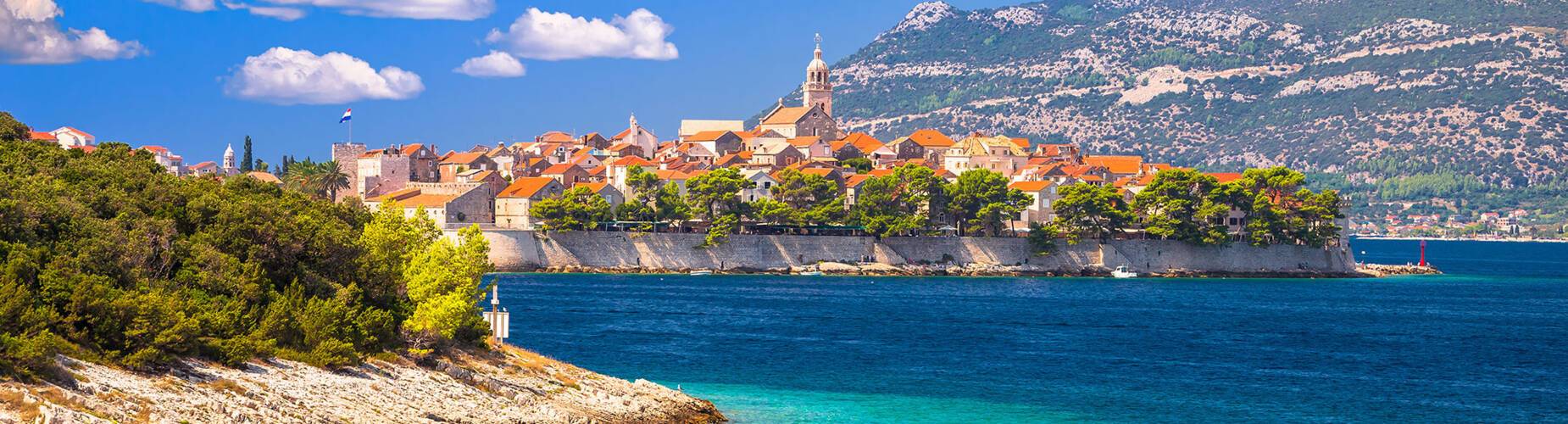 A panoramic view of Korcula from the water