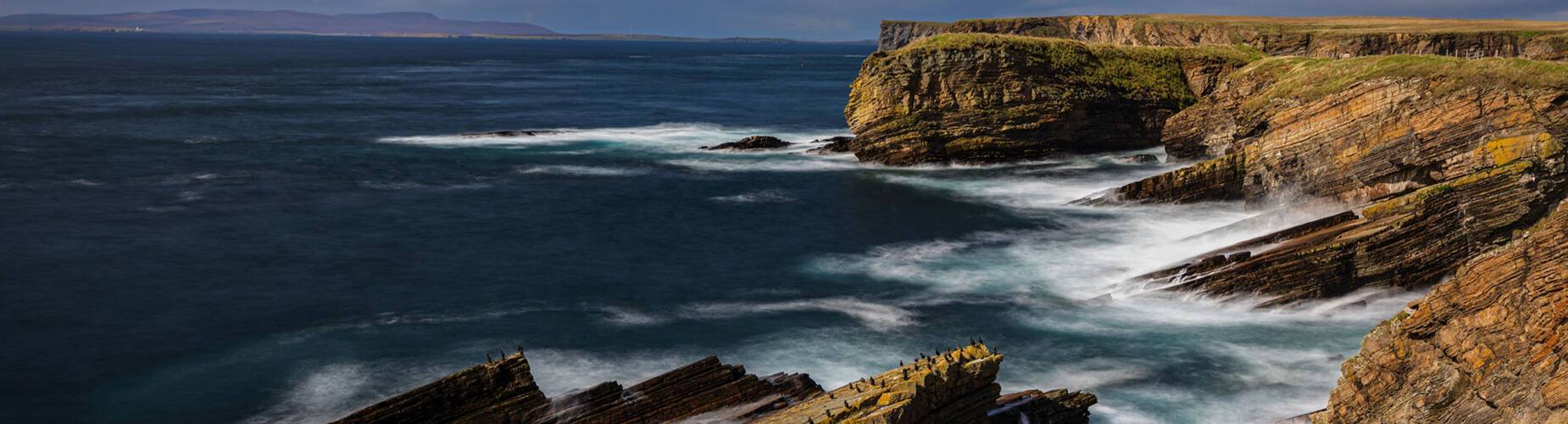 A panoramic view of Orkney Island's seafront