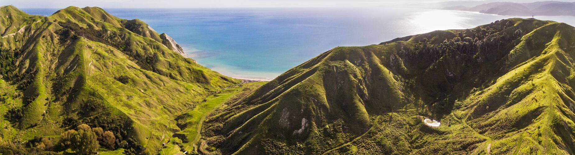 An aerial view of Mahia peninsula near Gisborne