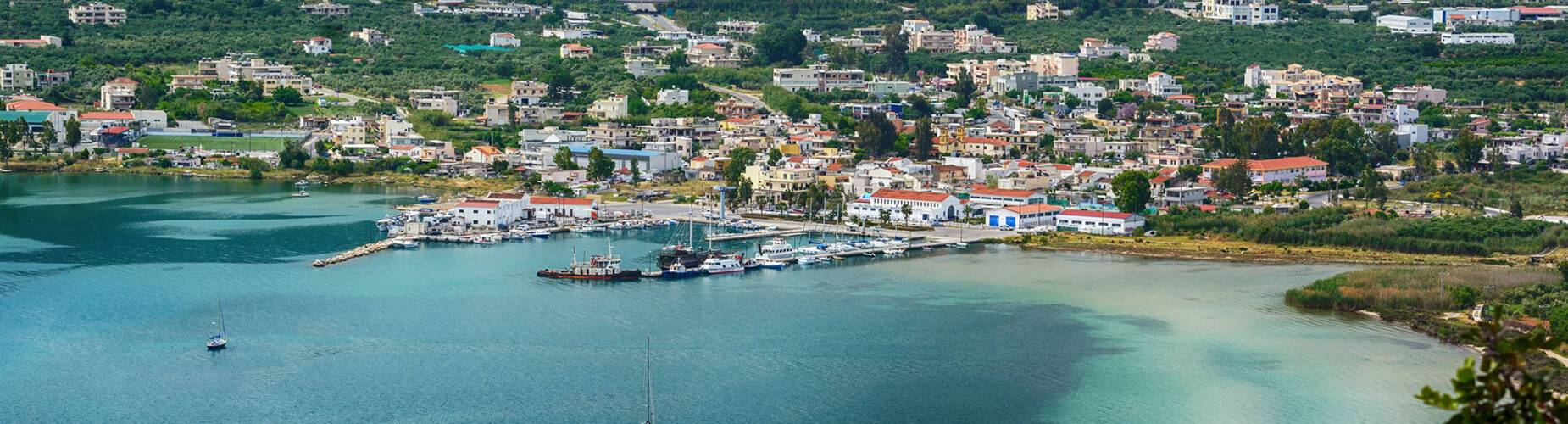 A panoramic aerial view of Souda Bay