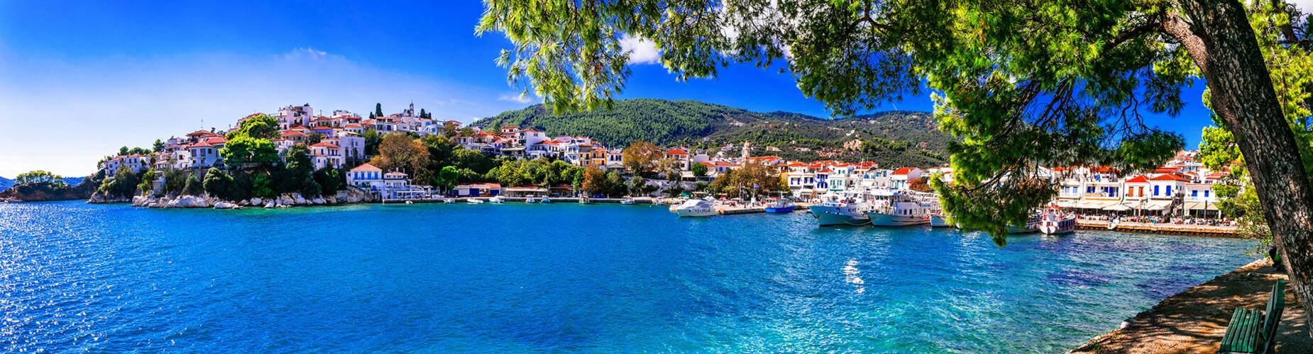 A panoramic view of Skiathos