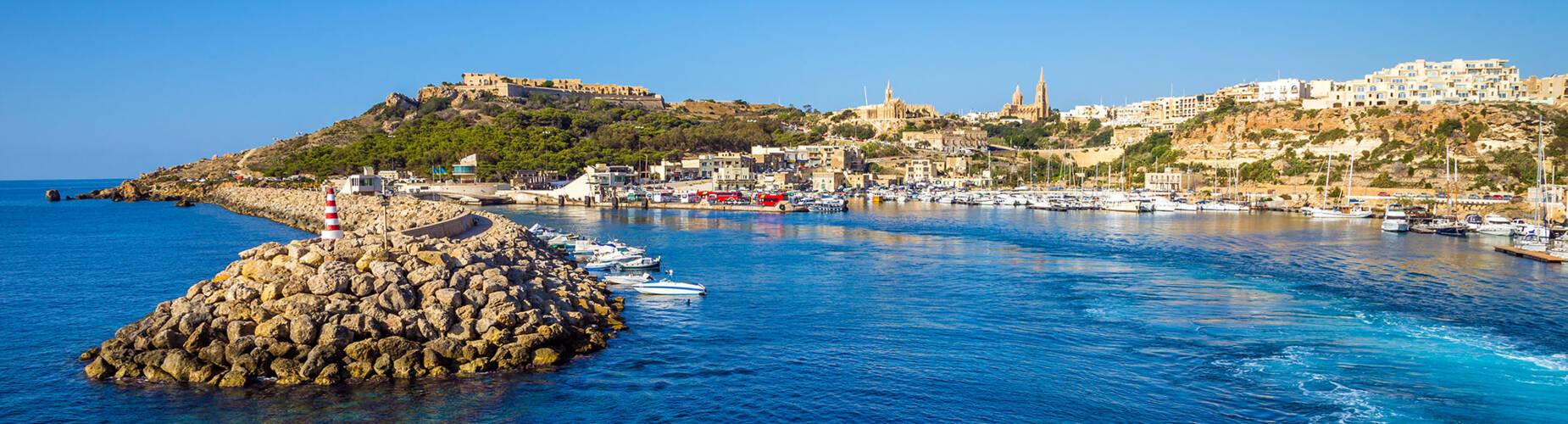 A panoramic view of Mgarr's port