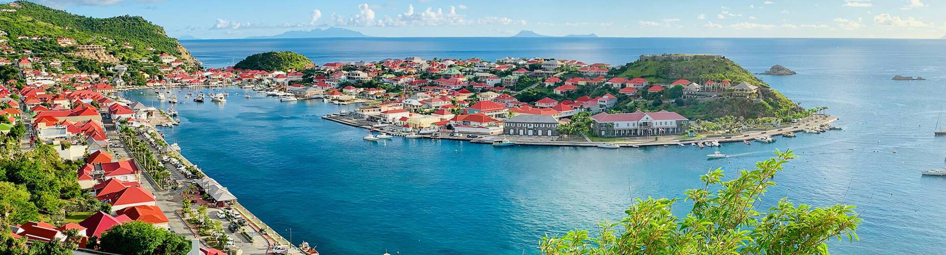 An aerial view of Gustavia's harbour