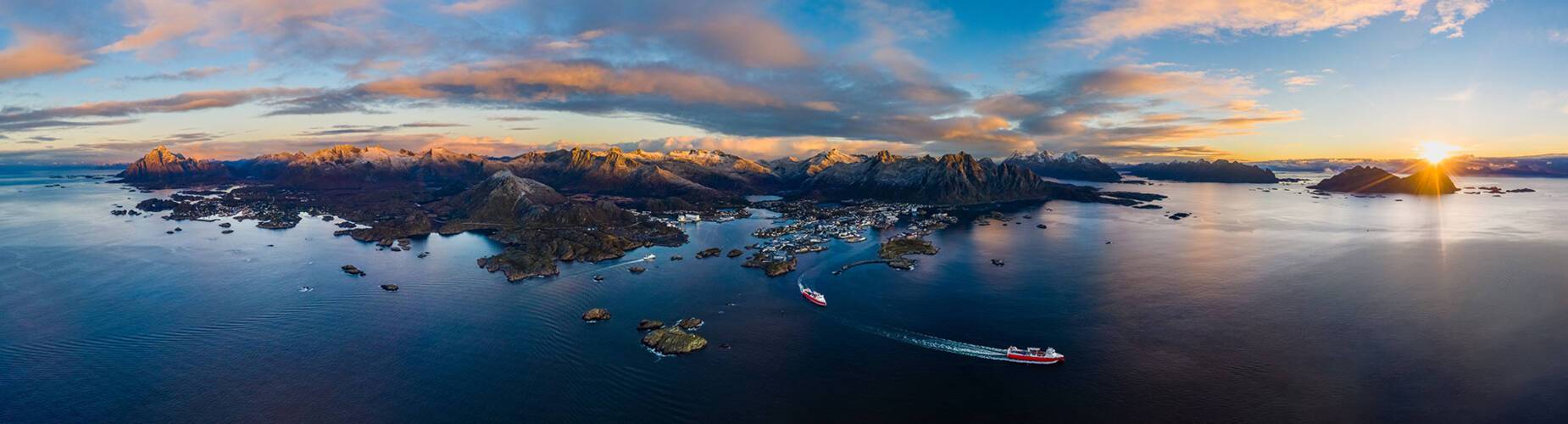 The sun rising over Svolvær