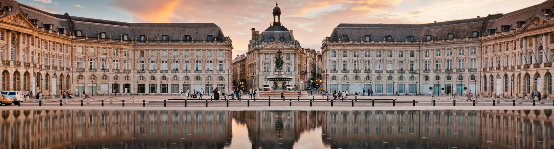 The view of Place de la Bourse in Bordeaux