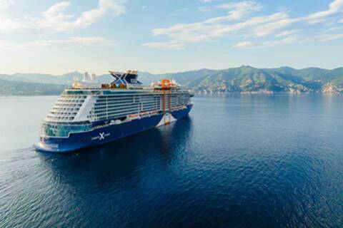 Celebrity Edge sailing into Portofino