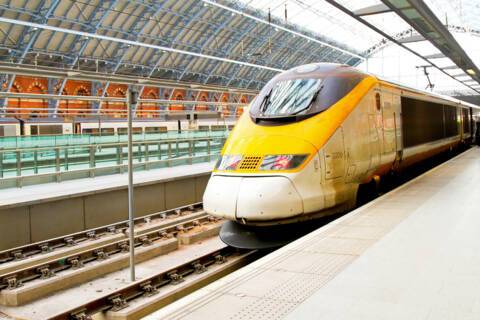 Board the Eurostar at London St. Pancras Train Station
