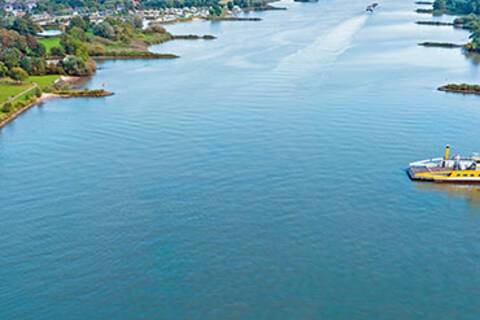 An aerial view of the River Lek in Schoonhoven