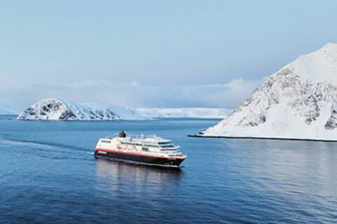 MS Trollfjord in Drone