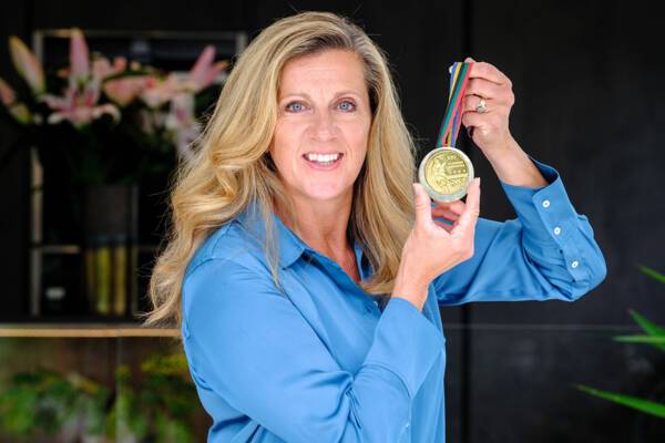 Sally with her Olympic gold medal