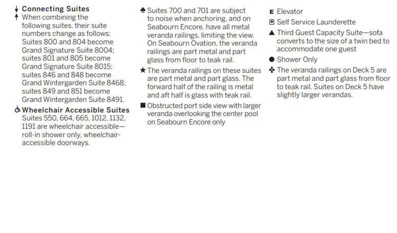 Seabourn Encore deck plan legend